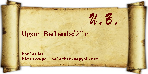 Ugor Balambér névjegykártya
